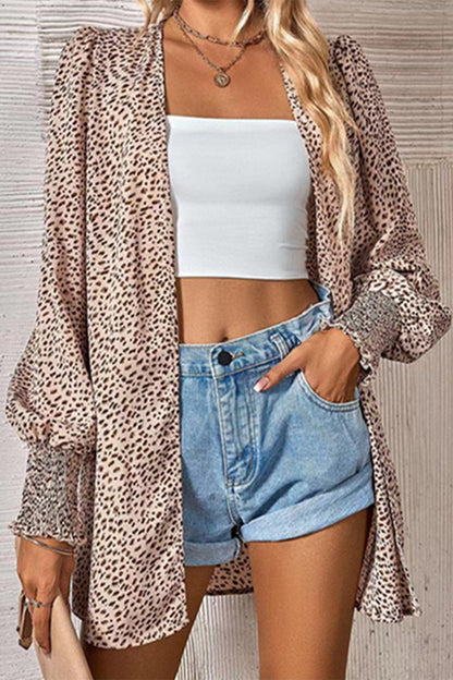Street Leopard Cardigan Collar Blouses(3 Colors)