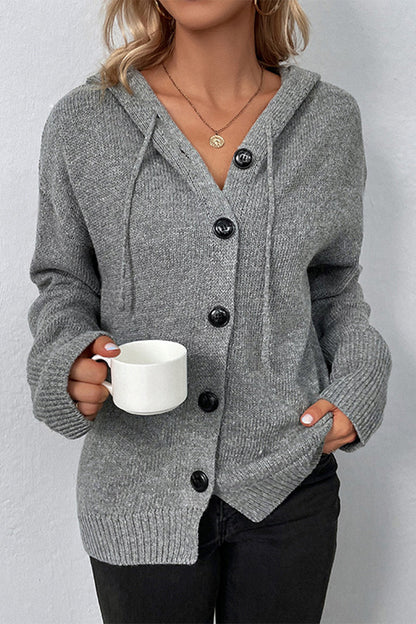 Casual Solid Buttons Hooded Collar Cardigans(8 Colors)