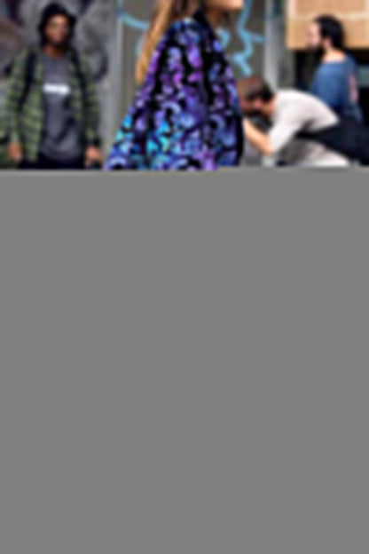 Street Print Patchwork Turndown Collar Outerwear(9 Colors)