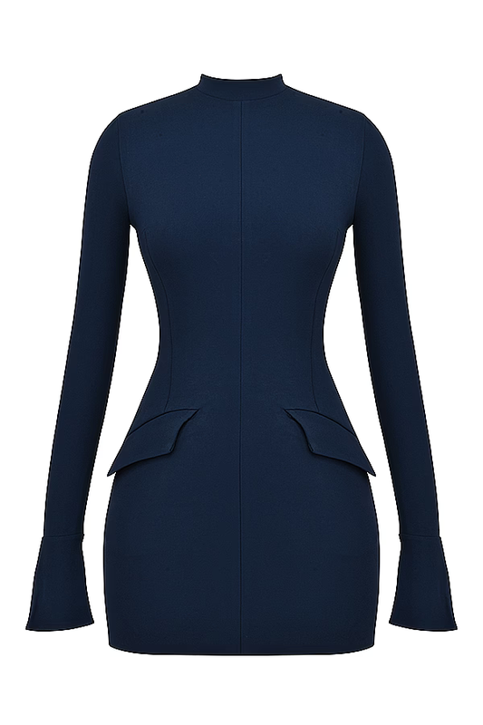 Zevuri - Knitted Bodycon Pocket Detail Mini Dress