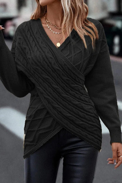Casual Solid Cross Straps Asymmetrical V Neck Tops(4 Colors)