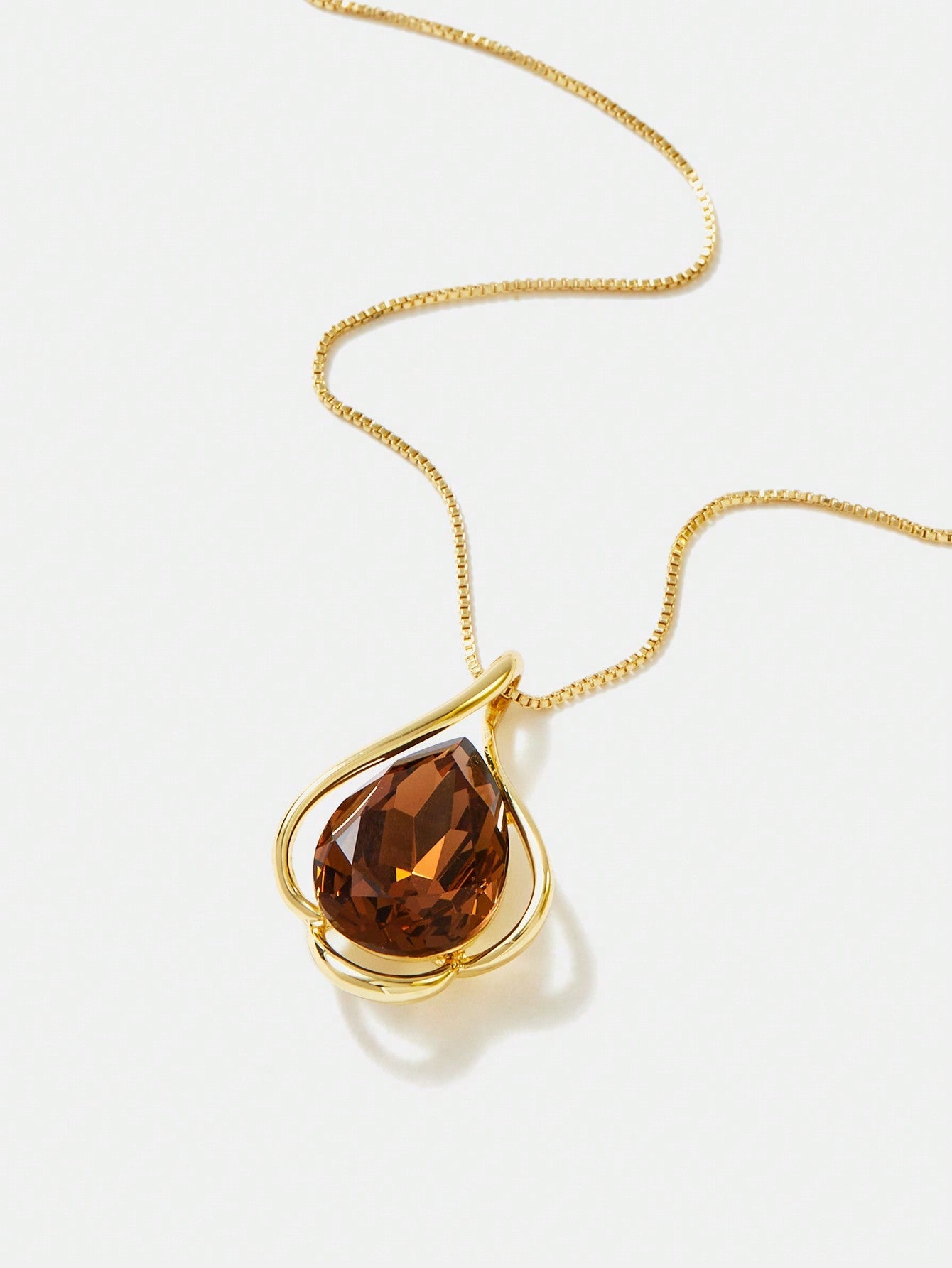 Cubic Zirconia Earrings Necklace Set Champagne Copper Shine