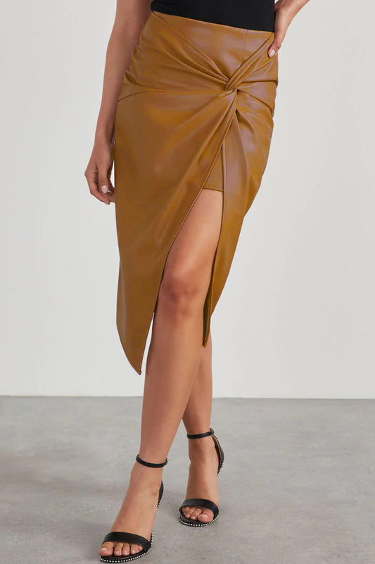 Casual Simplicity Solid Slit Fold Regular High Waist Type A Solid Color Bottoms