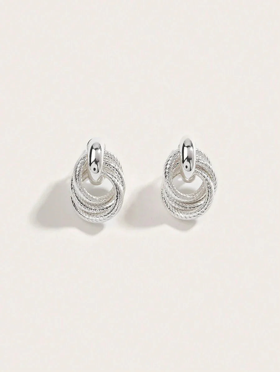 Geometric Gold Twist Clip On Earrings Two Layer Shine