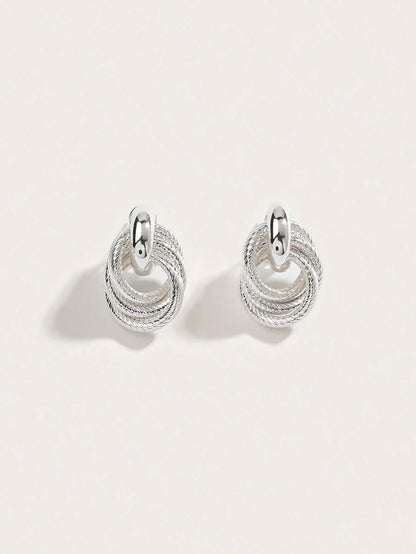 Geometric Gold Twist Clip On Earrings Two Layer Shine