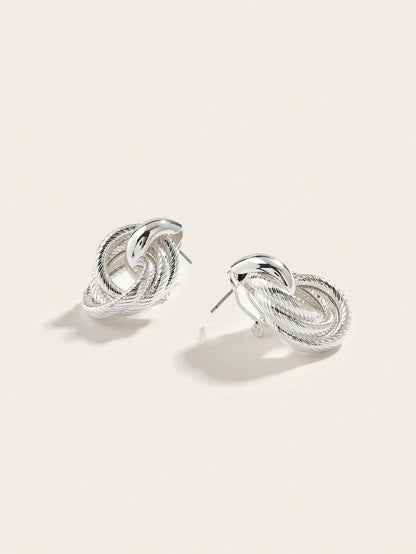 Geometric Gold Twist Clip On Earrings Two Layer Shine