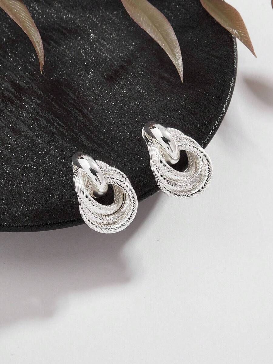 Geometric Gold Twist Clip On Earrings Two Layer Shine
