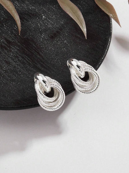 Geometric Gold Twist Clip On Earrings Two Layer Shine