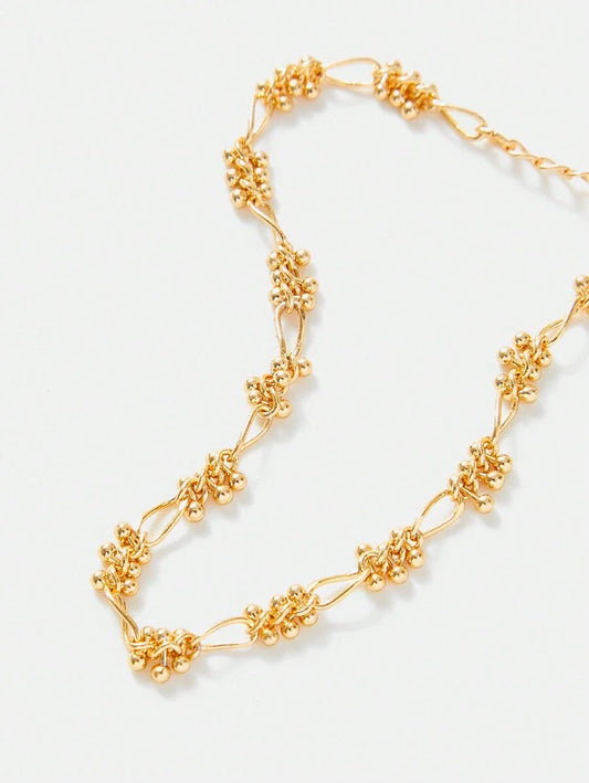 Chic Silver Plated Beaded Chain Bracelet With Rhinestones