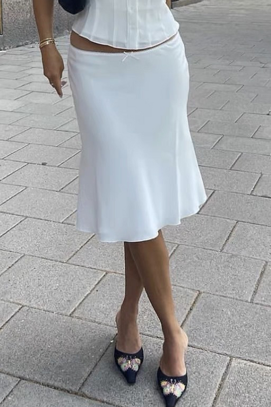 Sexy Celebrities Solid Color Lace Bow Decor Low Waist Type A Solid Color Bottoms
