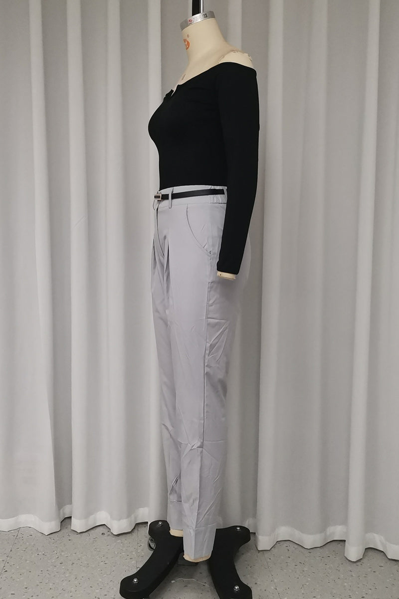 Casual Street Solid Color Pocket Ruched Off Shoulder Long Sleeve Two Pieces