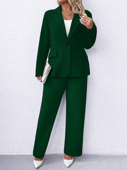 Plus Size Navy Blazer Notched Collar Office Ready Essential