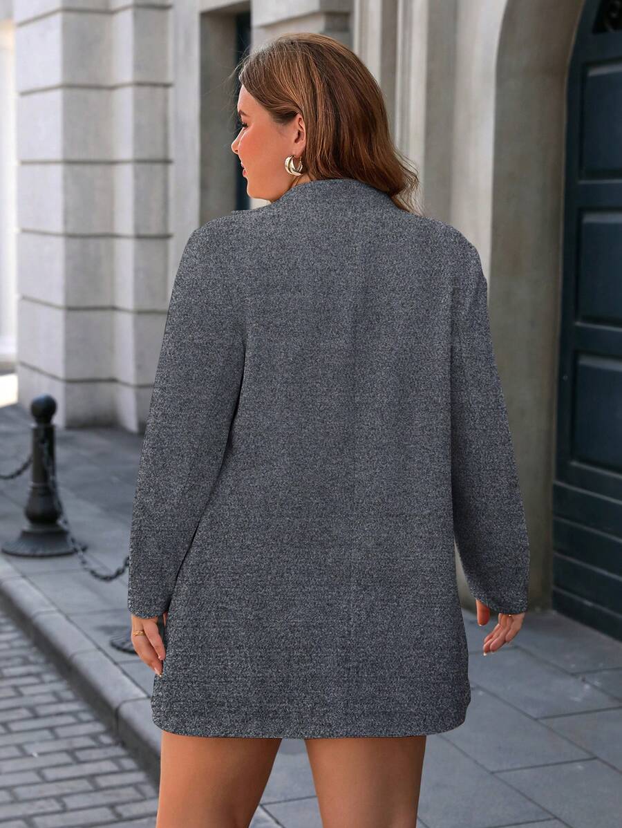 Plus Size Coat Casual Single Breasted Stand Collar Pockets
