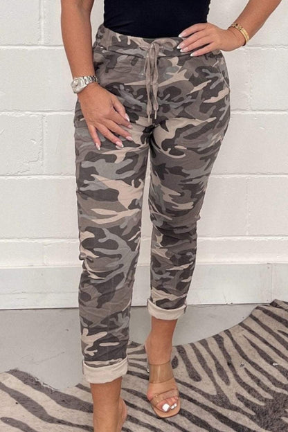 Casual Leopard Print Camouflage Print Basic Regular High Waist Conventional Full Print Bottoms(5 Colors)