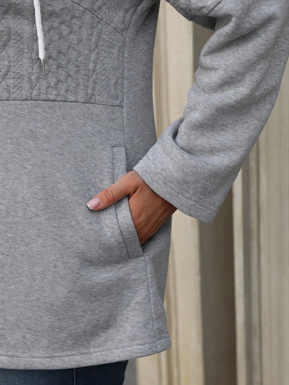 Hooded Zip Up Drawstring Coat For Casual Fall Winter Wear