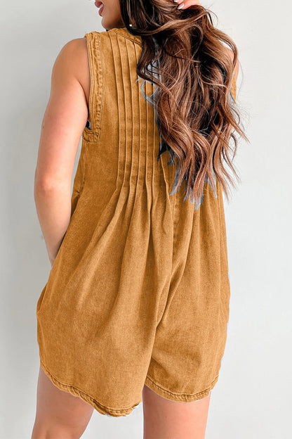 Casual Street Pocket Lace Up V Neck Sleeveless Loose Denim Jumpsuits(9 Colors)