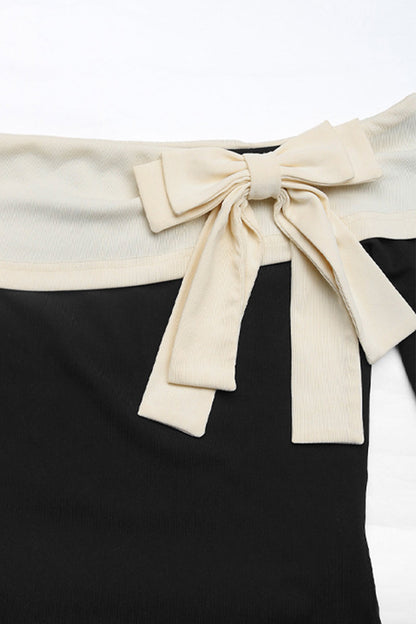 Sexy Bow Decor Off Shoulder Tops
