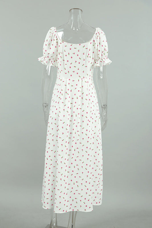 Sexy Flowers Buttons Off Shoulder A Line Dresses