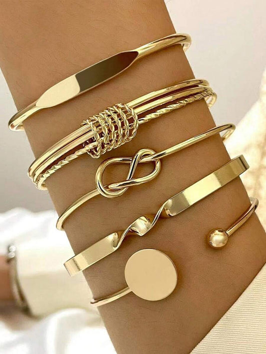 Punk Multilayer Stackable Silver Bracelets For Daily Wear