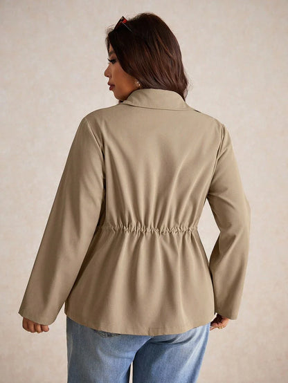 Corduroy Drawstring Waist Jacket For Everyday Casual Wear