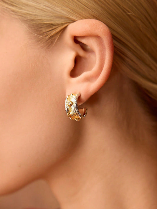 Gold Plated Multicolor Rhinestone Earrings For Daily Wear