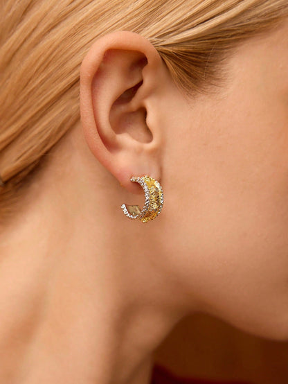 Gold Plated Multicolor Rhinestone Earrings For Daily Wear