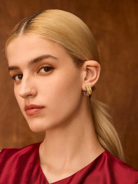 Gold Plated Multicolor Rhinestone Earrings For Daily Wear
