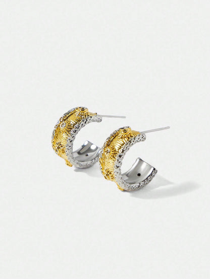 Gold Plated Multicolor Rhinestone Earrings For Daily Wear