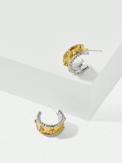 Gold Plated Multicolor Rhinestone Earrings For Daily Wear
