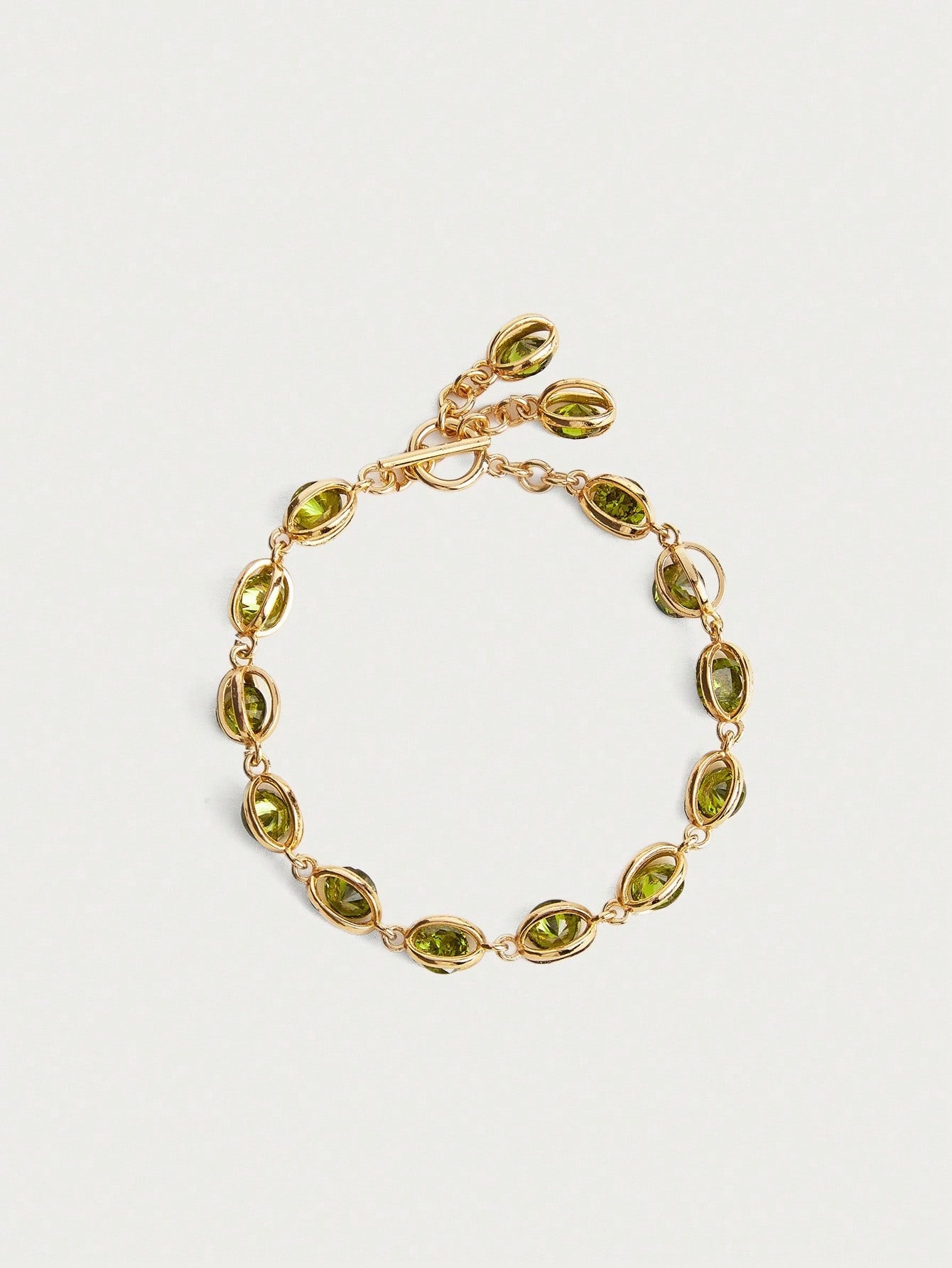 18K Gold Plated Green Zirconia Bezel Bracelet Shine