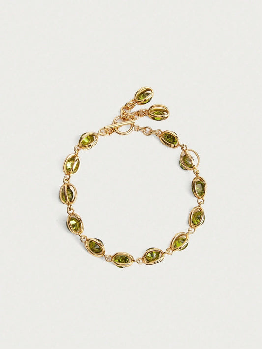 18K Gold Plated Green Zirconia Bezel Bracelet Shine