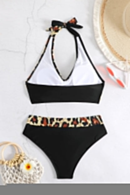 Colorblock Halter Bikini Swimwear