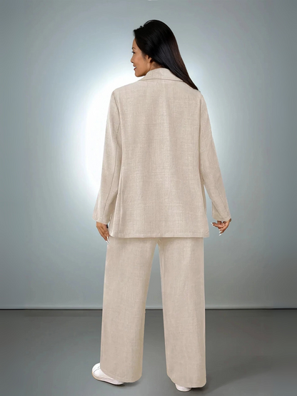 Plus Size Elegant Lapel Suit Jacket And Pants