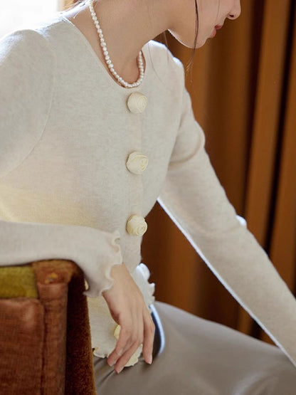 Bella Elegant Crew Neck Auricular Sleeve Knitted Cardigan