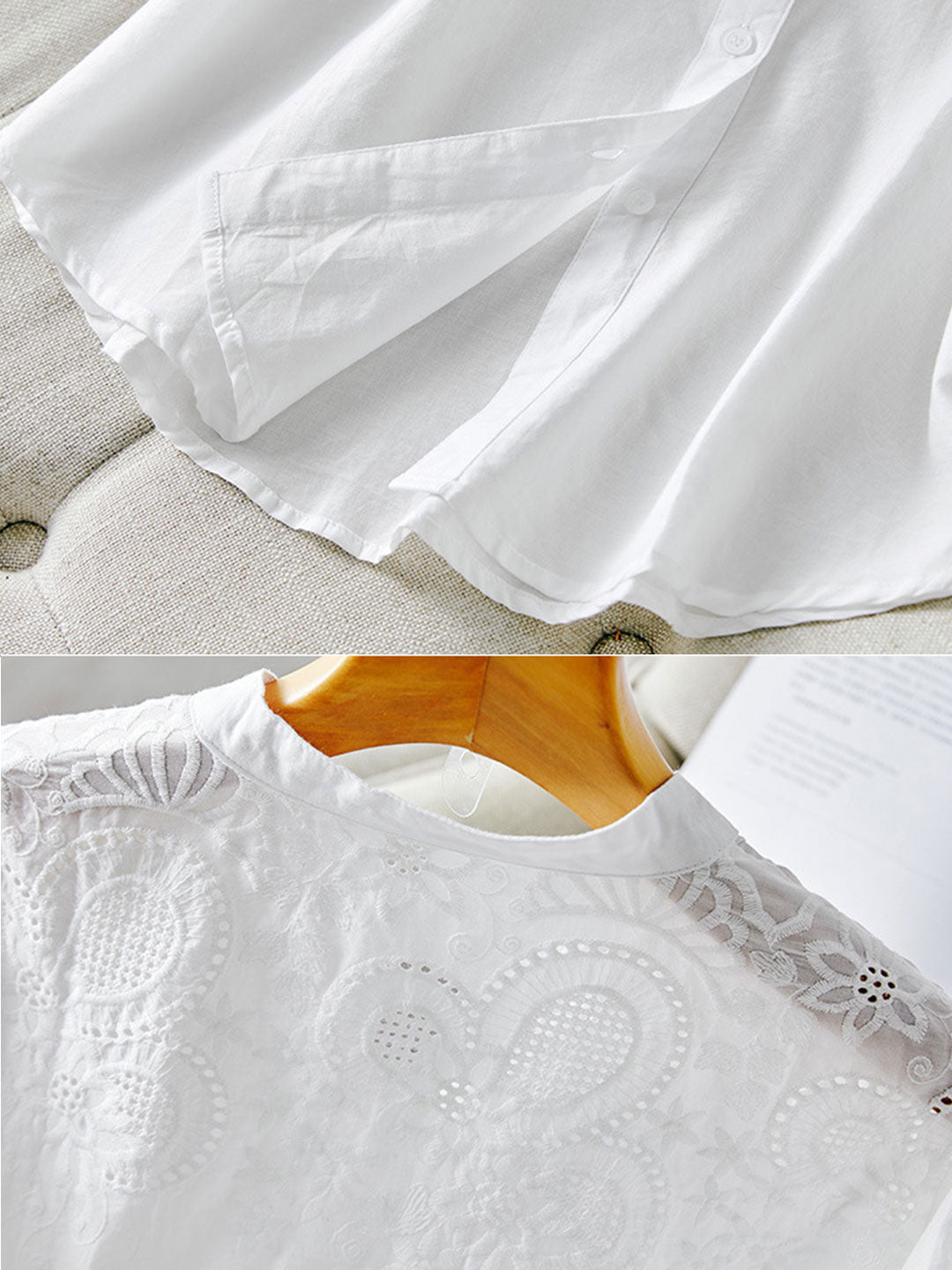Eva Classic Embroideried Hollowed Shirt