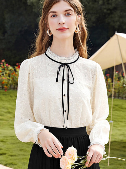 Emma Retro Embroidered  Lace Shirt