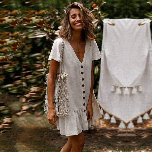 DressBetty - New Women's Sexy V Neck Ruffles Mini Short Dress