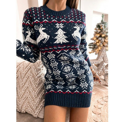 DressBetty - Christmas Knitted Dresses Girl Sweater Dress Long Sleeve Jumpers Knitwear