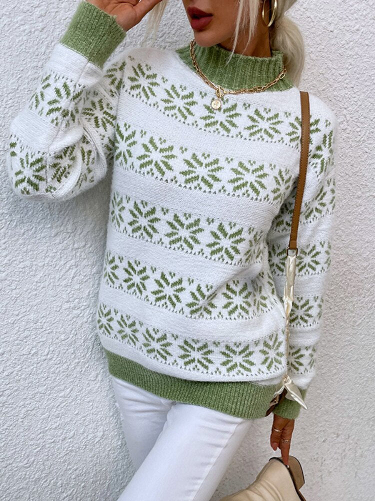 DressBetty - Snowflake Turtleneck Loose Sweater