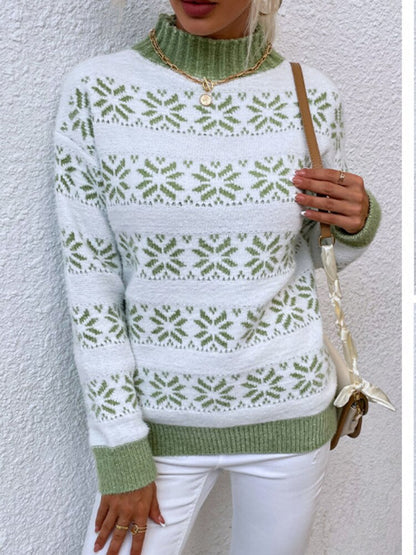 DressBetty - Snowflake Turtleneck Loose Sweater