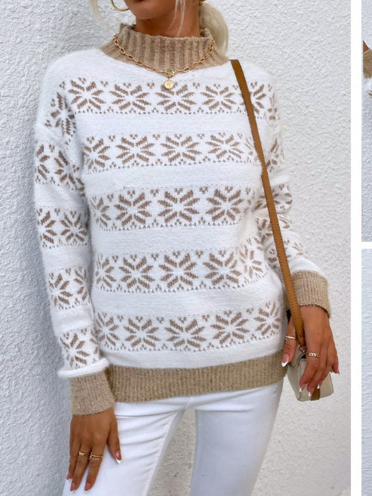 DressBetty - Snowflake Turtleneck Loose Sweater