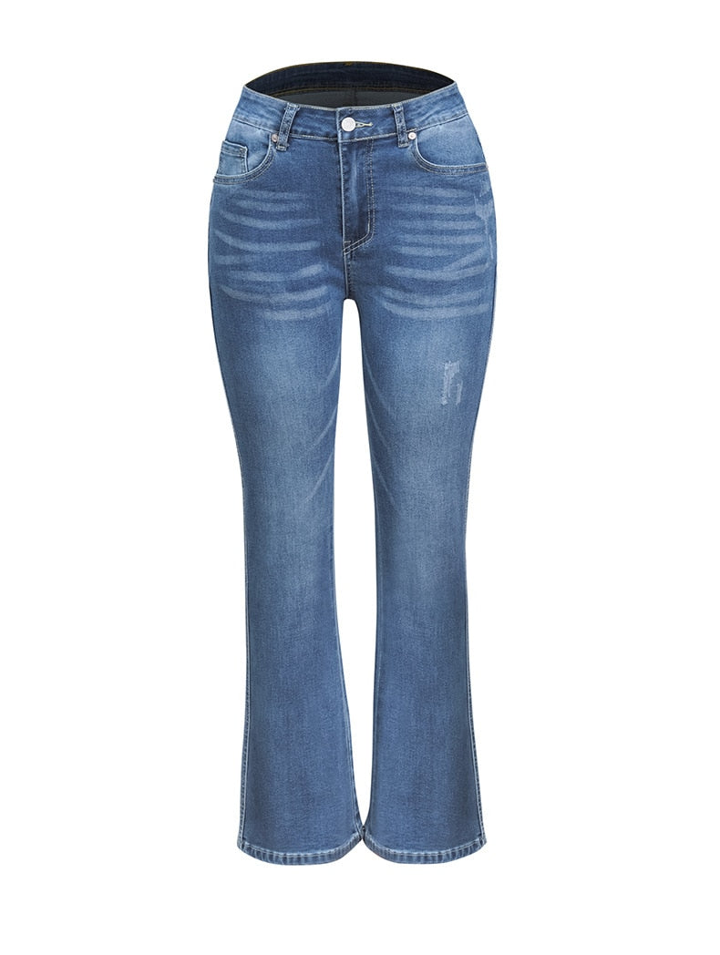 DressBetty - Fashion High Stretch Slim Denim Trousers Street Casual Boot Cut Pants S-2XL Drop Shipping