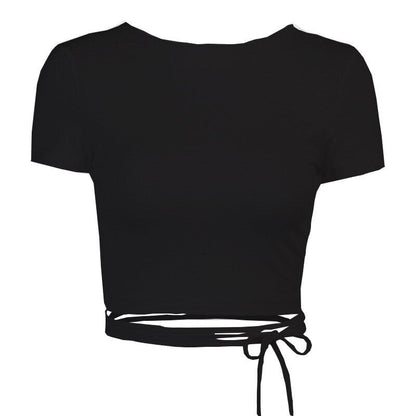 DressBetty - Black White Simple Solid Color T-Shirts
