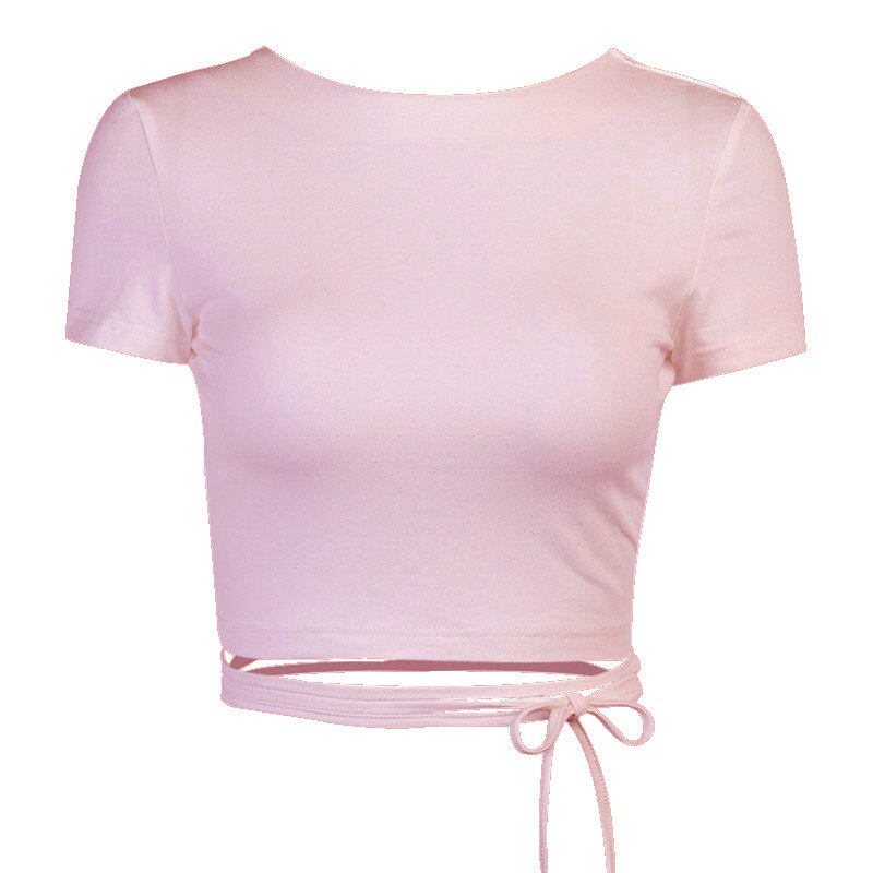 DressBetty - Black White Simple Solid Color T-Shirts