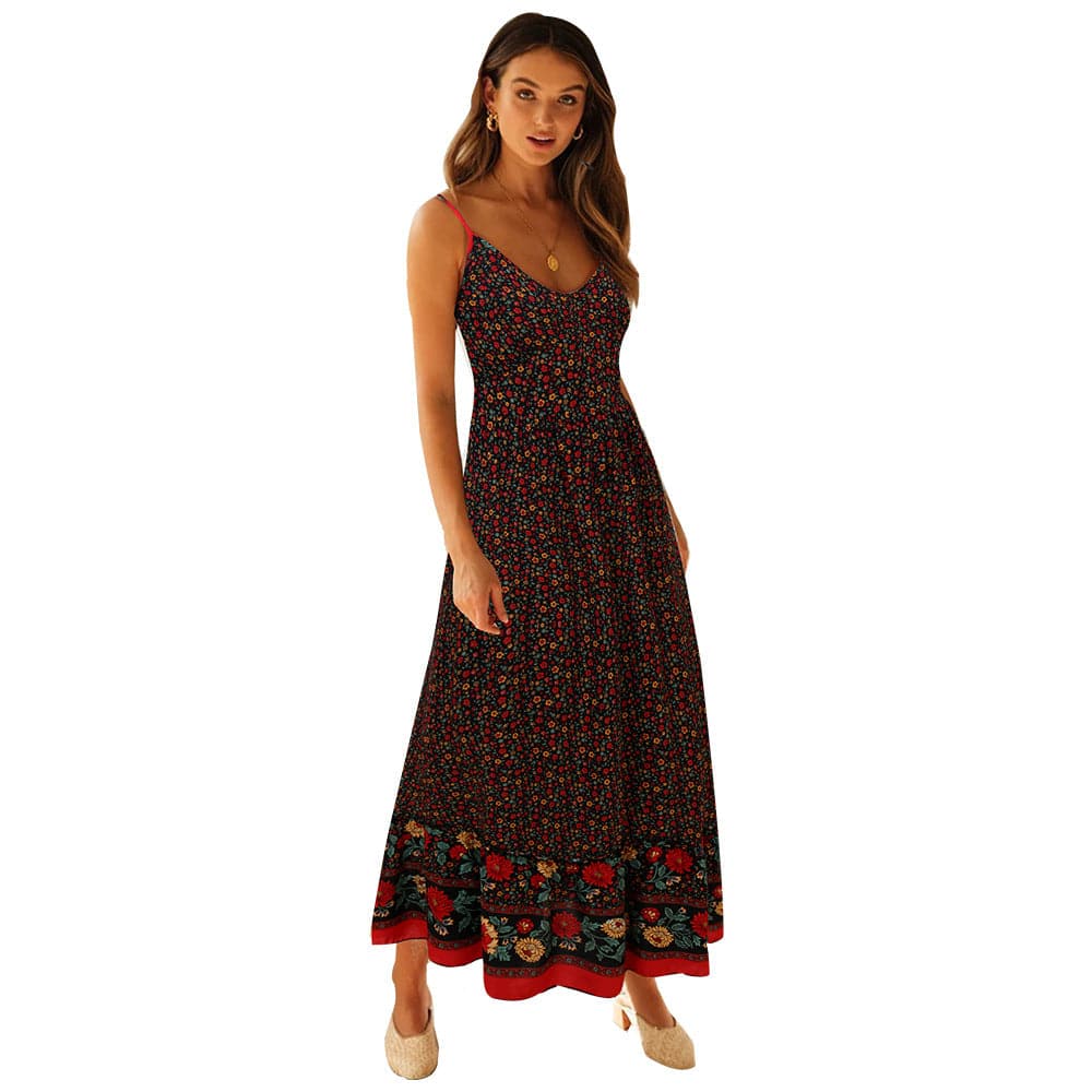 DressBetty - Summer Women Sexy V Neck Floral Print Bohemia Long Dress