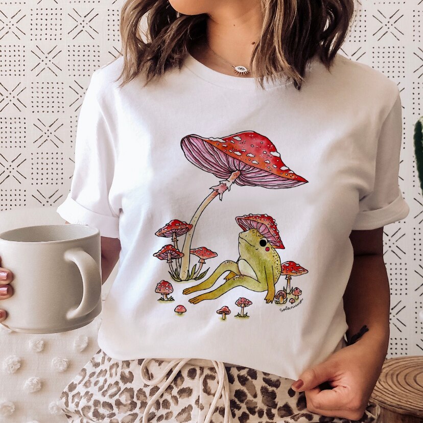 DressBetty - Ladies Mushroon Frog Tshirt Fashion Cartoon Animal Lady Print Tee