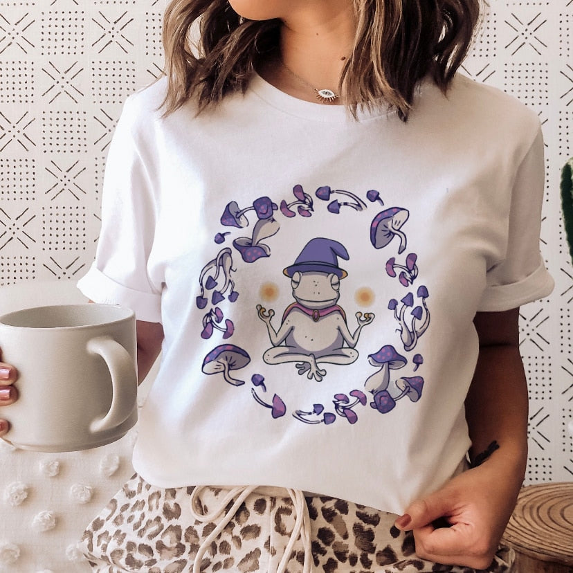 DressBetty - Ladies Mushroon Frog Tshirt Fashion Cartoon Animal Lady Print Tee