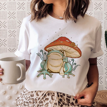 DressBetty - Ladies Mushroon Frog Tshirt Fashion Cartoon Animal Lady Print Tee