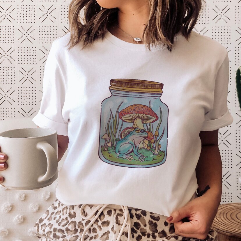 DressBetty - Ladies Mushroon Frog Tshirt Fashion Cartoon Animal Lady Print Tee