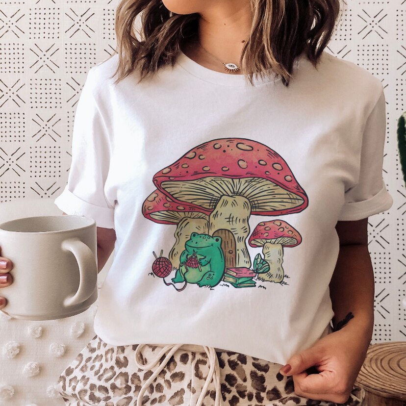 DressBetty - Ladies Mushroon Frog Tshirt Fashion Cartoon Animal Lady Print Tee